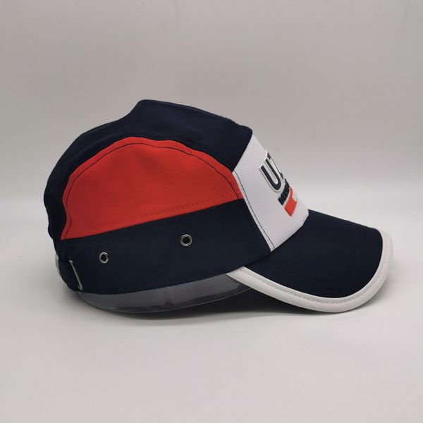 UZZI 3 Tone Navy Red White Fashion Camper Cap Classic Jockey Hat
