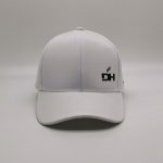 White Microfiber Peach Sports Cap Rubber Printed Hat
