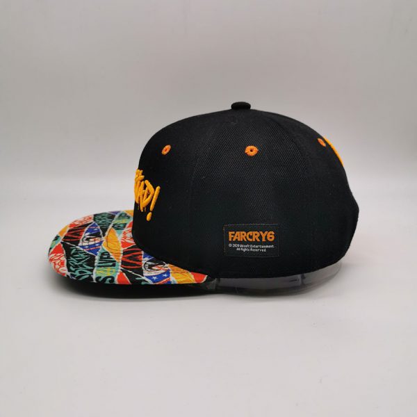FARCRY6 black acrylic snapback cap with sublimation print visor