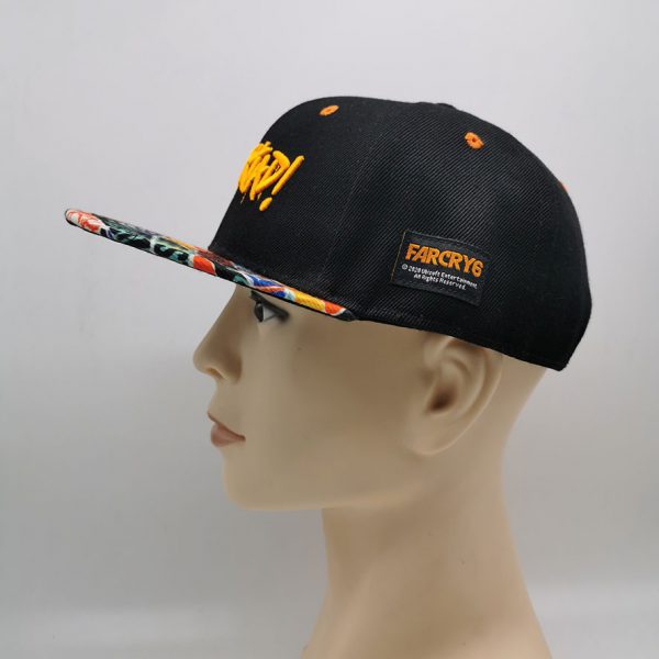 FARCRY6 cappellino snapback in acrilico nero con visiera stampata a sublimazione